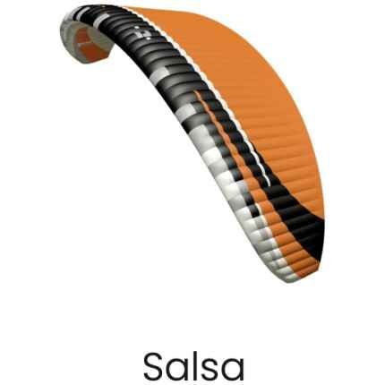 Dudek paramotorglider Solo, kleur Salsa.