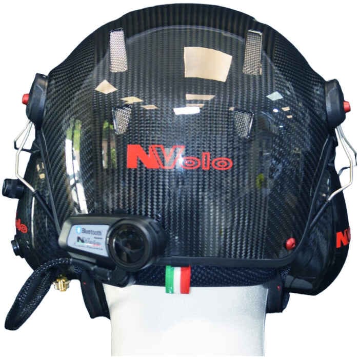 Carbon V2 paramotorhelm met ventilatie zichtbaar