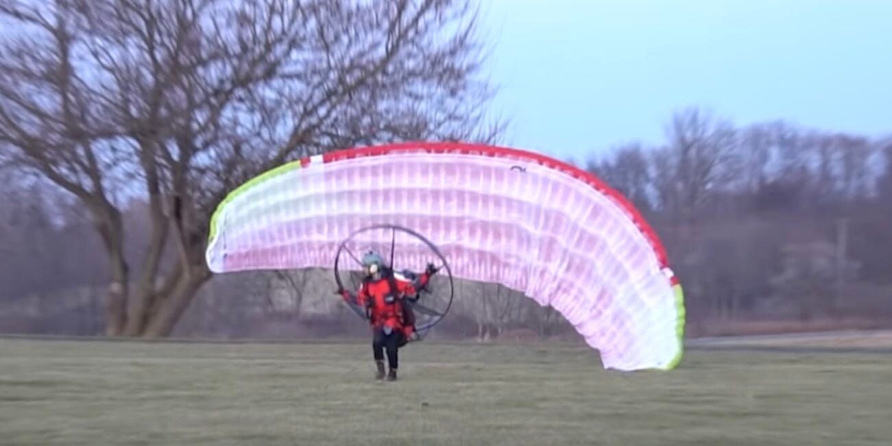 paramotor vliegen, opzetten van de glider